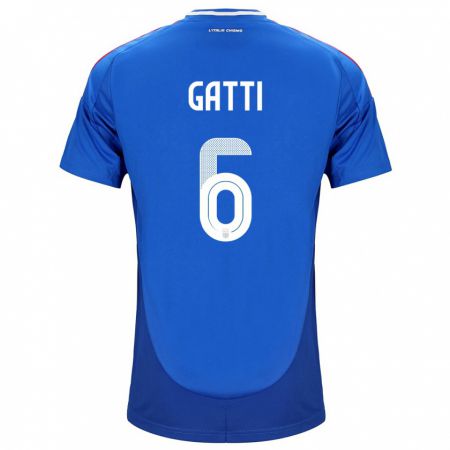 Kandiny Bambino Maglia Italia Federico Gatti #6 Blu Kit Gara Home 24-26 Maglietta