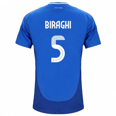 Kandiny Kinderen Italië Cristiano Biraghi #5 Blauw Thuisshirt Thuistenue 24-26 T-Shirt België