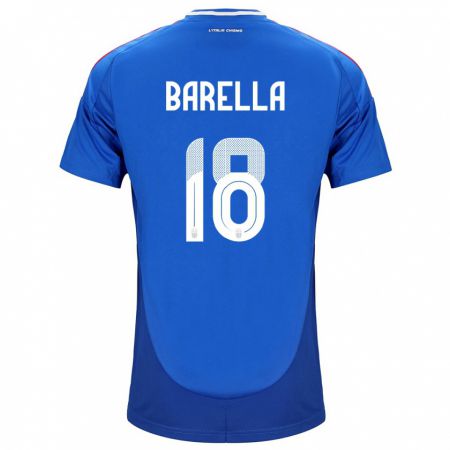 Kandiny Bambino Maglia Italia Nicolò Barella #18 Blu Kit Gara Home 24-26 Maglietta