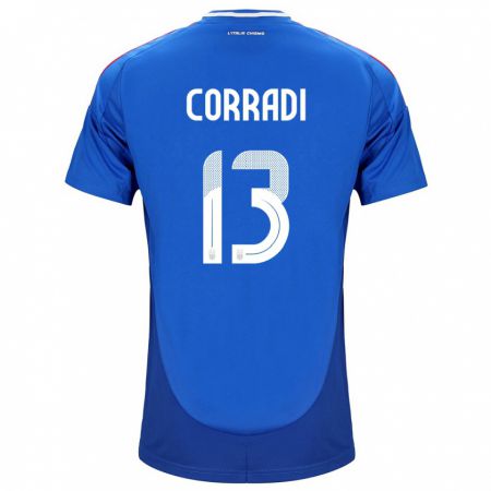 Kandiny Bambino Maglia Italia Christian Corradi #13 Blu Kit Gara Home 24-26 Maglietta