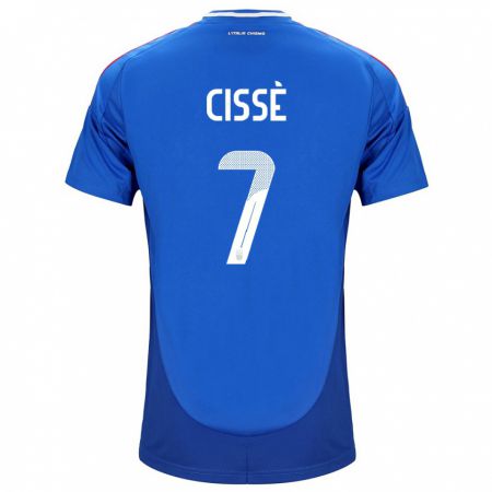 Kandiny Kinder Italien Alphadjo Cissè #7 Blau Heimtrikot Trikot 24-26 T-Shirt Österreich