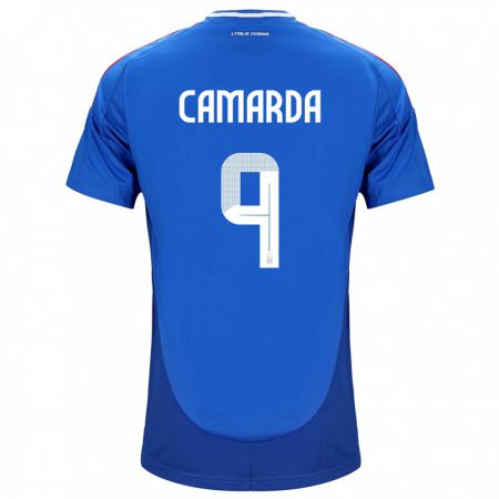 Kandiny Bambino Maglia Italia Francesco Camarda #9 Blu Kit Gara Home 24-26 Maglietta