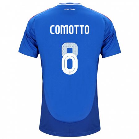 Kandiny Bambino Maglia Italia Christian Comotto #8 Blu Kit Gara Home 24-26 Maglietta