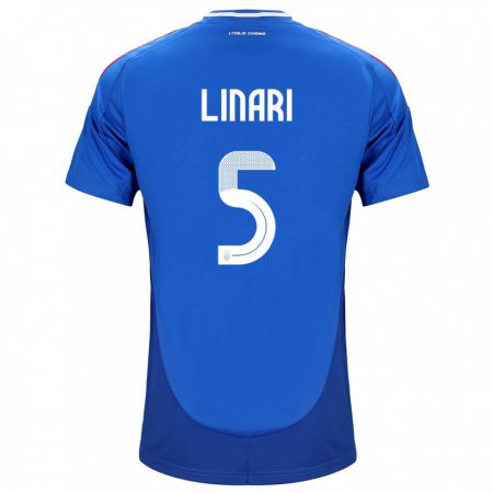 Kandiny Niño Camiseta Italia Elena Linari #5 Azul 1ª Equipación 24-26 La Camisa