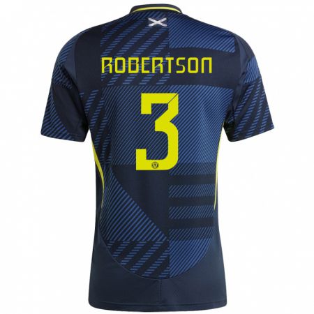 Kandiny Niño Camiseta Escocia Andrew Robertson #3 Azul Oscuro 1ª Equipación 24-26 La Camisa México