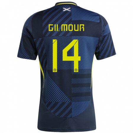 Kandiny Bambino Maglia Scotland Billy Gilmour #14 Blu Scuro Kit Gara Home 24-26 Maglietta