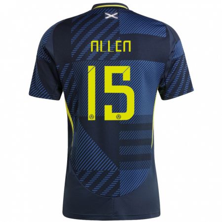 Kandiny Niño Camiseta Escocia Greig Allen #15 Azul Oscuro 1ª Equipación 24-26 La Camisa México