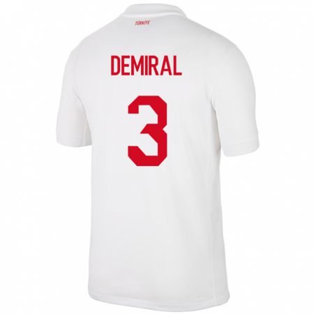 Kandiny Kinderen Turkije Merih Demiral #3 Wit Thuisshirt Thuistenue 24-26 T-Shirt België