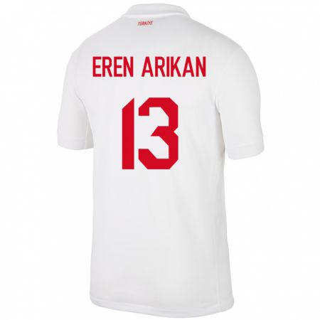 Kandiny Kinderen Turkije Muhammed Eren Arıkan #13 Wit Thuisshirt Thuistenue 24-26 T-Shirt België