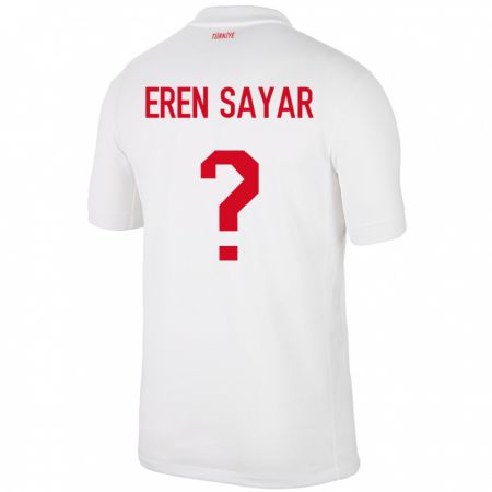 Kandiny Kinderen Turkije Emin Eren Sayar #0 Wit Thuisshirt Thuistenue 24-26 T-Shirt