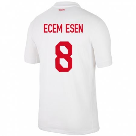 Kandiny Kinderen Turkije Emine Ecem Esen #8 Wit Thuisshirt Thuistenue 24-26 T-Shirt België