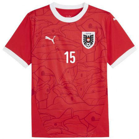 Kandiny Kinderen Oostenrijk Philipp Lienhart #15 Rood Thuisshirt Thuistenue 24-26 T-Shirt België