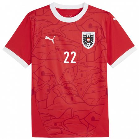 Kandiny Bambino Maglia Austria Simon Seidl #22 Rosso Kit Gara Home 24-26 Maglietta