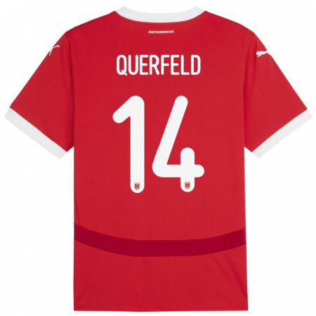 Kandiny Niño Camiseta Austria Leopold Querfeld #14 Rojo 1ª Equipación 24-26 La Camisa