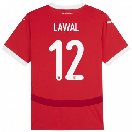 Kandiny Bambino Maglia Austria Tobias Lawal #12 Rosso Kit Gara Home 24-26 Maglietta