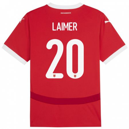 Kandiny Bambino Maglia Austria Konrad Laimer #20 Rosso Kit Gara Home 24-26 Maglietta