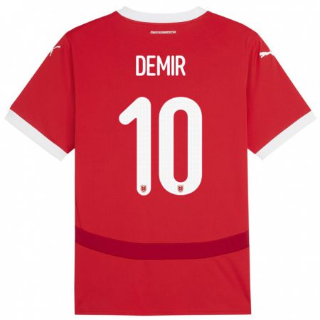 Kandiny Bambino Maglia Austria Yusuf Demir #10 Rosso Kit Gara Home 24-26 Maglietta