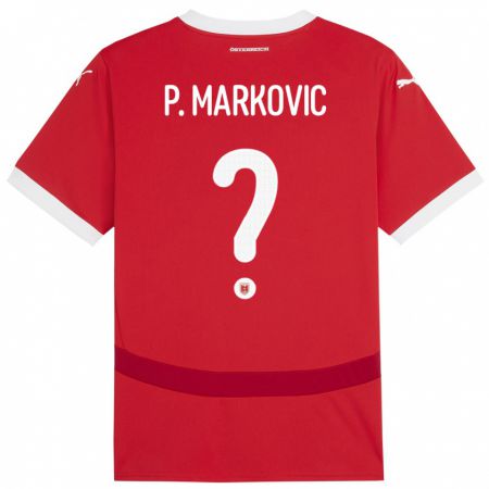 Kandiny Bambino Maglia Austria Petar Markovic #0 Rosso Kit Gara Home 24-26 Maglietta