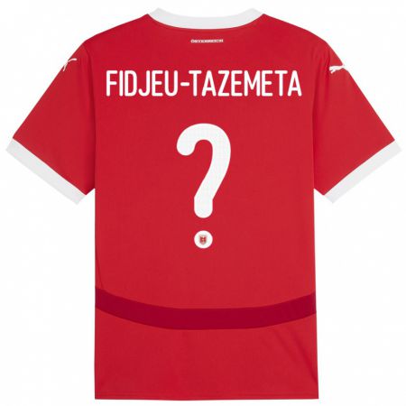 Kandiny Bambino Maglia Austria Thierry Fidjeu-Tazemeta #0 Rosso Kit Gara Home 24-26 Maglietta