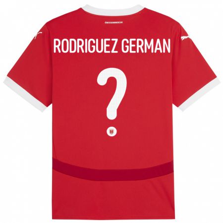 Kandiny Bambino Maglia Austria Ryan Rodriguez German #0 Rosso Kit Gara Home 24-26 Maglietta