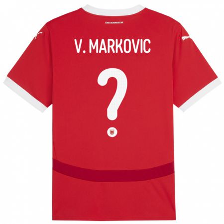 Kandiny Kinderen Oostenrijk Vasilije Markovic #0 Rood Thuisshirt Thuistenue 24-26 T-Shirt België