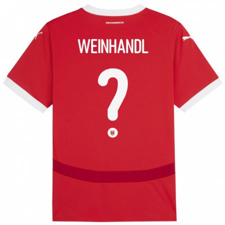 Kandiny Kinderen Oostenrijk Luca Weinhandl #0 Rood Thuisshirt Thuistenue 24-26 T-Shirt België