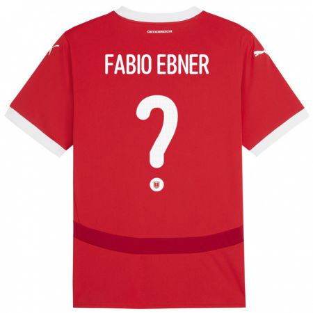 Kandiny Bambino Maglia Austria Fabio Ebner #0 Rosso Kit Gara Home 24-26 Maglietta