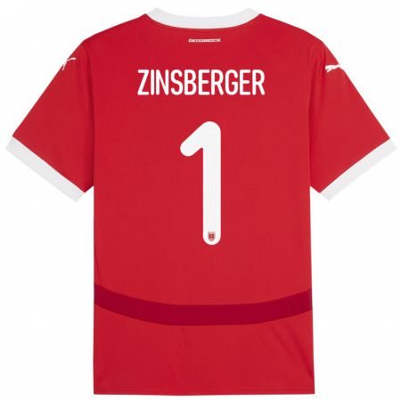 Kandiny Niño Camiseta Austria Manuela Zinsberger #1 Rojo 1ª Equipación 24-26 La Camisa