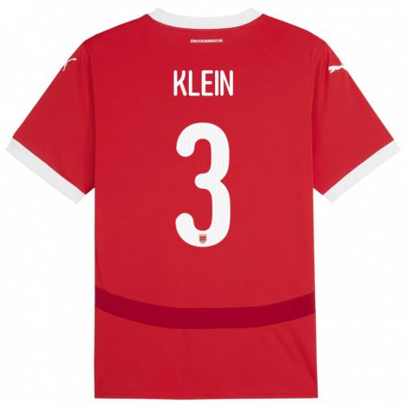 Kandiny Kinderen Oostenrijk Jennifer Klein #3 Rood Thuisshirt Thuistenue 24-26 T-Shirt België