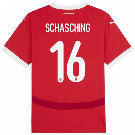 Kandiny Bambino Maglia Austria Annabel Schasching #16 Rosso Kit Gara Home 24-26 Maglietta