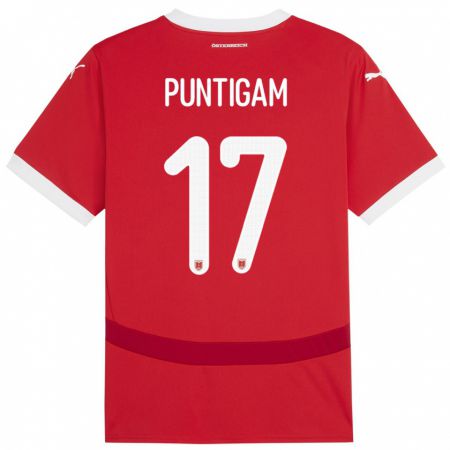 Kandiny Kinderen Oostenrijk Sarah Puntigam #17 Rood Thuisshirt Thuistenue 24-26 T-Shirt