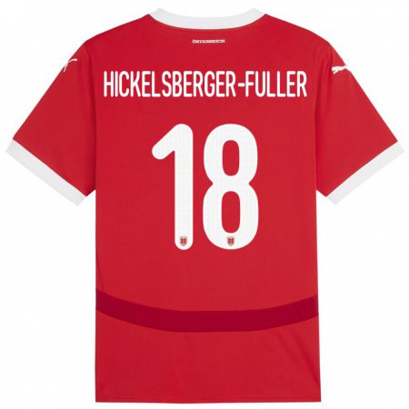 Kandiny Bambino Maglia Austria Julia Hickelsberger-Füller #18 Rosso Kit Gara Home 24-26 Maglietta