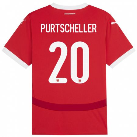 Kandiny Kinderen Oostenrijk Lilli Purtscheller #20 Rood Thuisshirt Thuistenue 24-26 T-Shirt