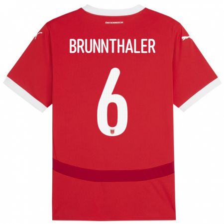 Kandiny Niño Camiseta Austria Melanie Brunnthaler #6 Rojo 1ª Equipación 24-26 La Camisa