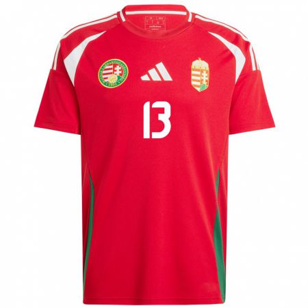 Kandiny Kinderen Hongarije András Eördögh #13 Rood Thuisshirt Thuistenue 24-26 T-Shirt België