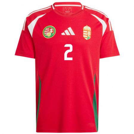 Kandiny Kinderen Hongarije Dominik Csorba #2 Rood Thuisshirt Thuistenue 24-26 T-Shirt België