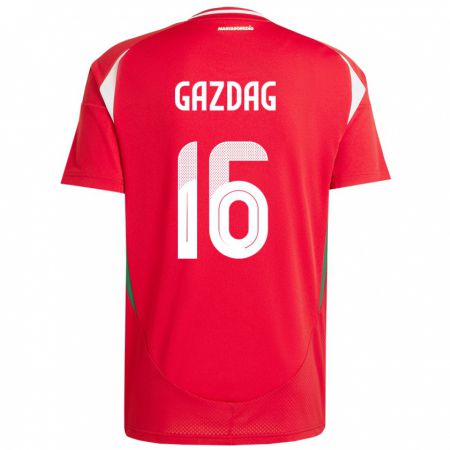 Kandiny Kinderen Hongarije Dániel Gazdag #16 Rood Thuisshirt Thuistenue 24-26 T-Shirt