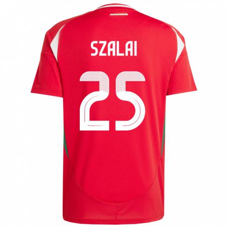 Kandiny Bambino Maglia Ungheria Gábor Szalai #25 Rosso Kit Gara Home 24-26 Maglietta