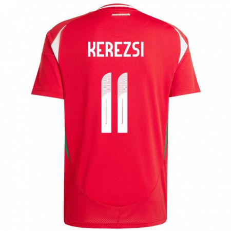 Kandiny Bambino Maglia Ungheria Zalán Kerezsi #11 Rosso Kit Gara Home 24-26 Maglietta