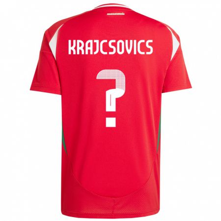 Kandiny Bambino Maglia Ungheria Ábel Krajcsovics #0 Rosso Kit Gara Home 24-26 Maglietta