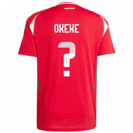 Kandiny Bambino Maglia Ungheria Michael Okeke #0 Rosso Kit Gara Home 24-26 Maglietta