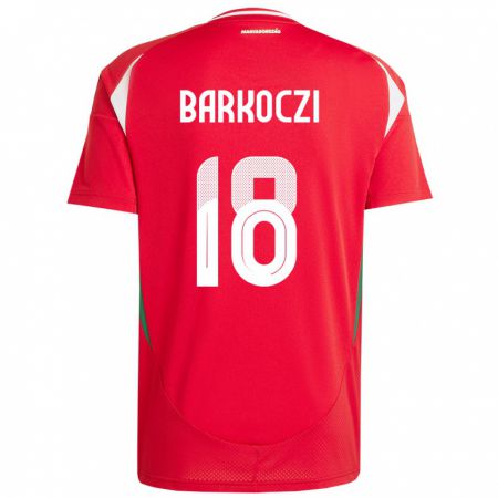 Kandiny Bambino Maglia Ungheria Barnabás Barkóczi #18 Rosso Kit Gara Home 24-26 Maglietta