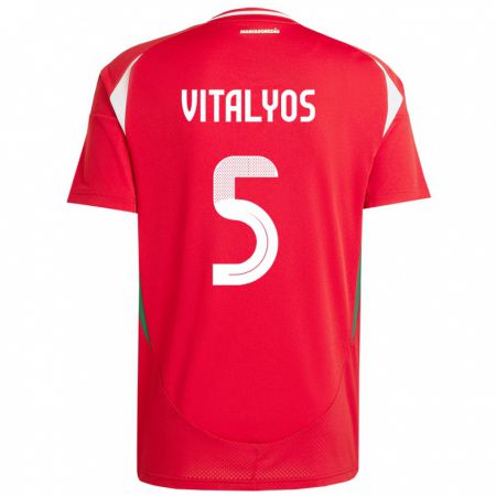 Kandiny Bambino Maglia Ungheria Viktor Vitályos #5 Rosso Kit Gara Home 24-26 Maglietta