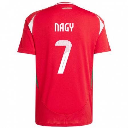 Kandiny Bambino Maglia Ungheria Fanni Nagy #7 Rosso Kit Gara Home 24-26 Maglietta