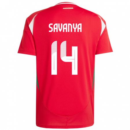 Kandiny Kinderen Hongarije Csilla Savanya #14 Rood Thuisshirt Thuistenue 24-26 T-Shirt België