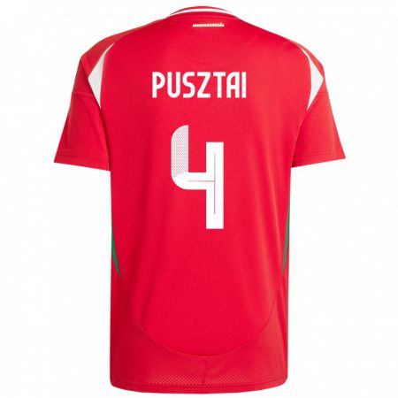 Kandiny Kinderen Hongarije Sára Pusztai #4 Rood Thuisshirt Thuistenue 24-26 T-Shirt België