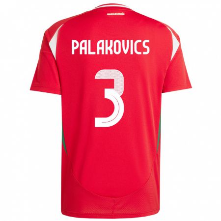 Kandiny Kinderen Hongarije Laura Palakovics #3 Rood Thuisshirt Thuistenue 24-26 T-Shirt