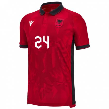 Kandiny Bambino Maglia Albania Marash Kumbulla #24 Rosso Kit Gara Home 24-26 Maglietta