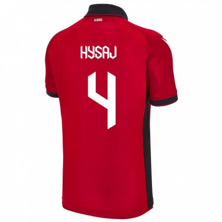 Kandiny Bambino Maglia Albania Elseid Hysaj #4 Rosso Kit Gara Home 24-26 Maglietta