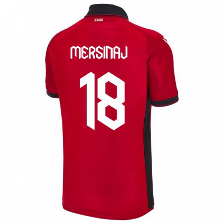 Kandiny Bambino Maglia Albania Jon Mersinaj #18 Rosso Kit Gara Home 24-26 Maglietta